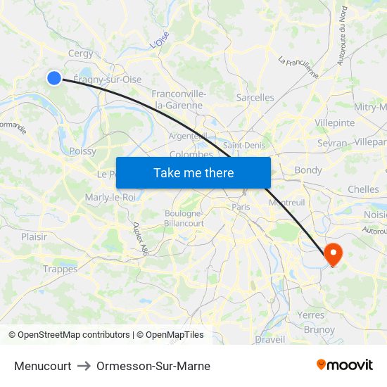 Menucourt to Ormesson-Sur-Marne map