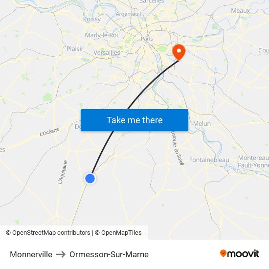 Monnerville to Ormesson-Sur-Marne map