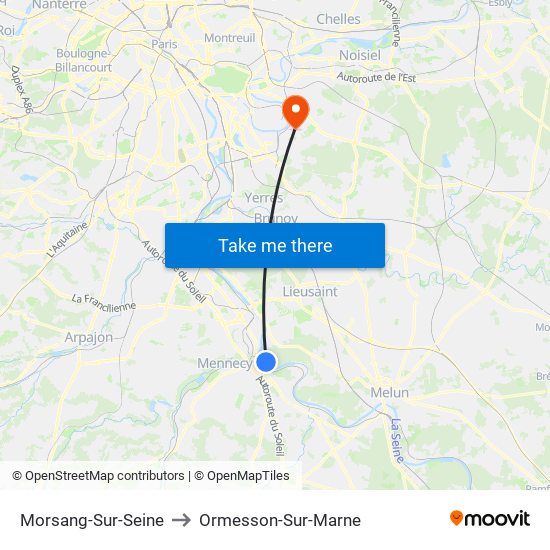 Morsang-Sur-Seine to Ormesson-Sur-Marne map