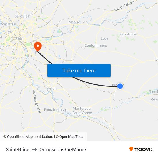 Saint-Brice to Ormesson-Sur-Marne map
