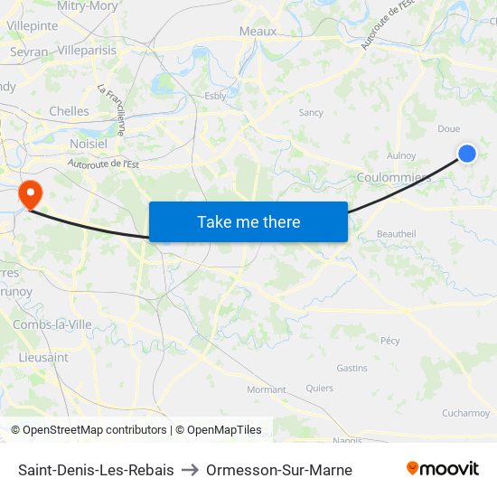Saint-Denis-Les-Rebais to Ormesson-Sur-Marne map