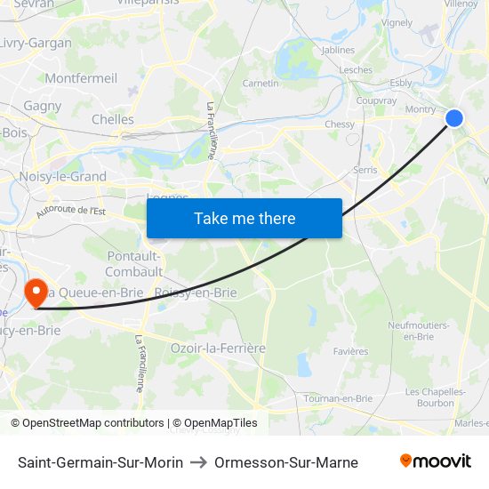 Saint-Germain-Sur-Morin to Ormesson-Sur-Marne map