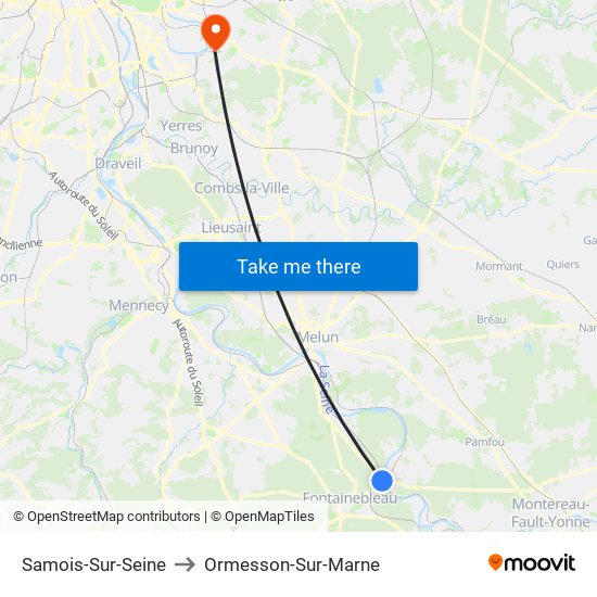 Samois-Sur-Seine to Ormesson-Sur-Marne map