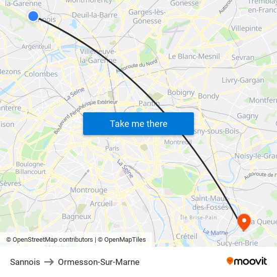 Sannois to Ormesson-Sur-Marne map