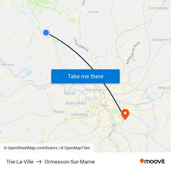 Trie-La-Ville to Ormesson-Sur-Marne map