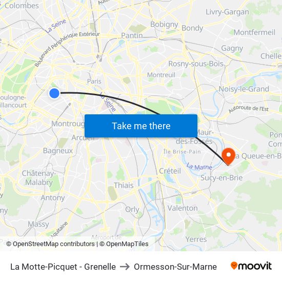 La Motte-Picquet - Grenelle to Ormesson-Sur-Marne map