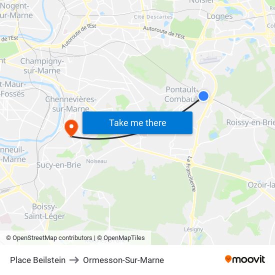 Place Beilstein to Ormesson-Sur-Marne map