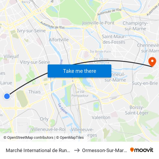 Marché International de Rungis to Ormesson-Sur-Marne map