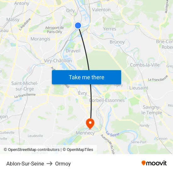 Ablon-Sur-Seine to Ormoy map