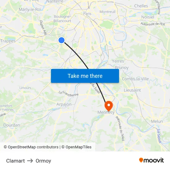 Clamart to Ormoy map