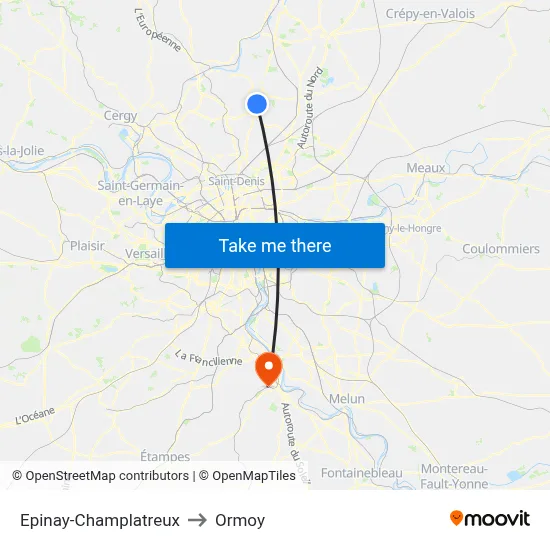 Epinay-Champlatreux to Ormoy map