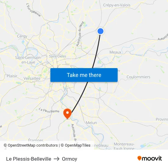 Le Plessis-Belleville to Ormoy map