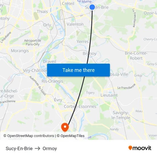 Sucy-En-Brie to Ormoy map