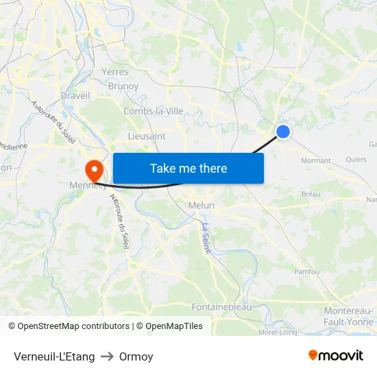Verneuil-L'Etang to Ormoy map
