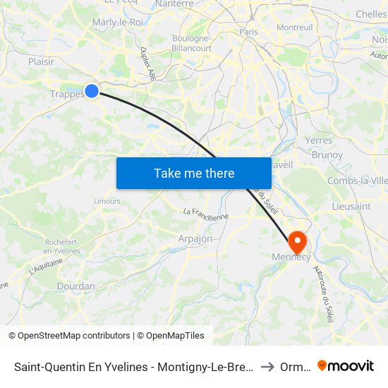 Saint-Quentin En Yvelines - Montigny-Le-Bretonneux to Ormoy map