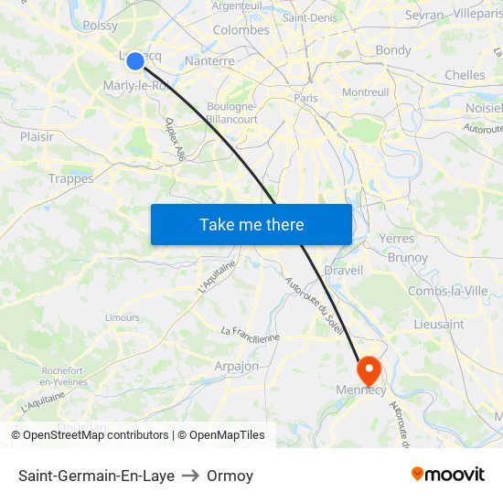 Saint-Germain-En-Laye to Ormoy map