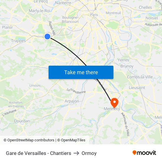 Gare de Versailles - Chantiers to Ormoy map