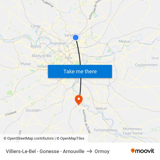 Villiers-Le-Bel - Gonesse - Arnouville to Ormoy map