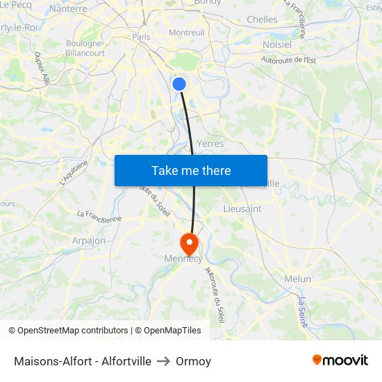 Maisons-Alfort - Alfortville to Ormoy map