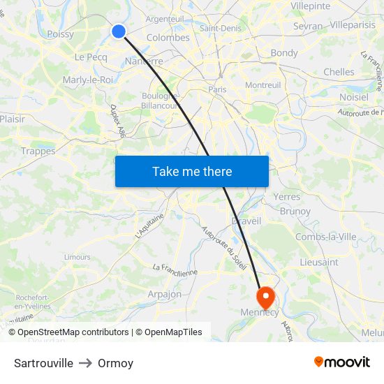 Sartrouville to Ormoy map