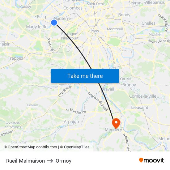 Rueil-Malmaison to Ormoy map