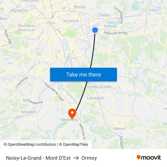Noisy-Le-Grand - Mont D'Est to Ormoy map