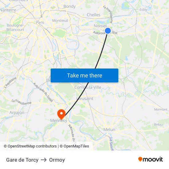 Gare de Torcy to Ormoy map