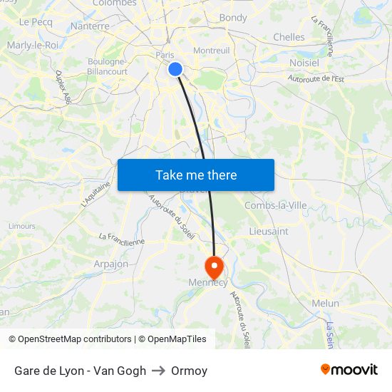 Gare de Lyon - Van Gogh to Ormoy map