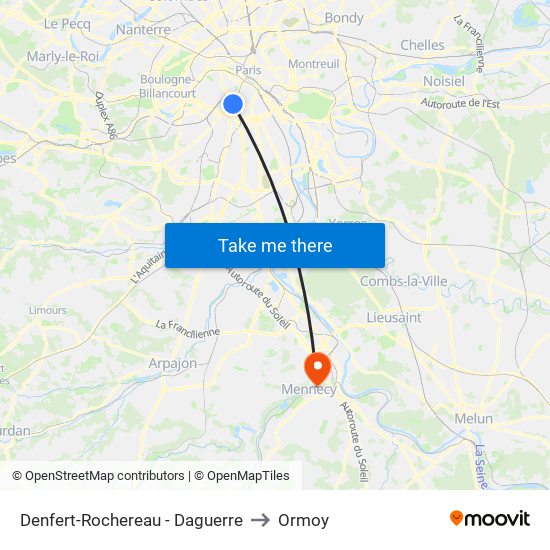 Denfert-Rochereau - Daguerre to Ormoy map