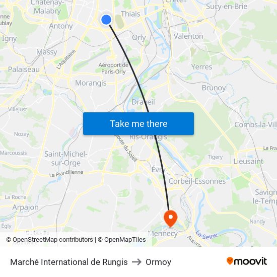 Marché International de Rungis to Ormoy map
