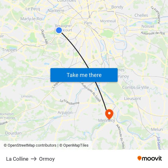 La Colline to Ormoy map