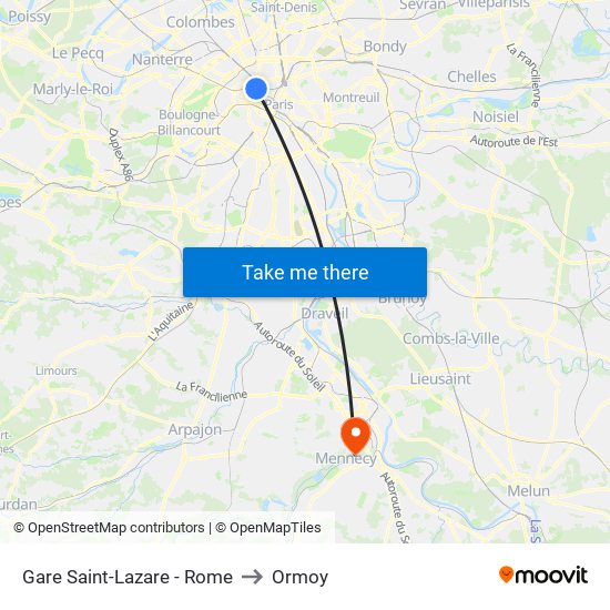 Gare Saint-Lazare - Rome to Ormoy map