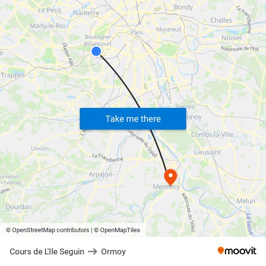 Cours de L'Ile Seguin to Ormoy map
