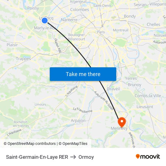 Saint-Germain-En-Laye RER to Ormoy map