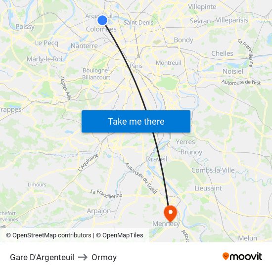 Gare D'Argenteuil to Ormoy map