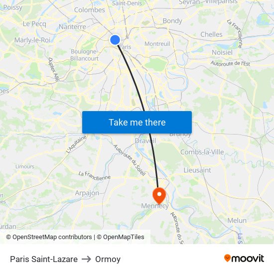 Paris Saint-Lazare to Ormoy map