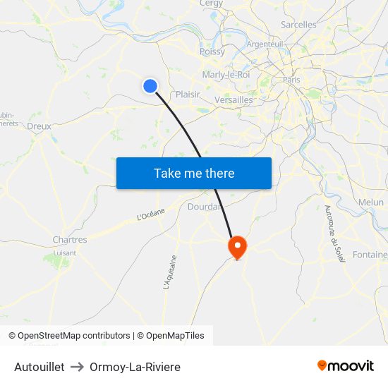 Autouillet to Ormoy-La-Riviere map