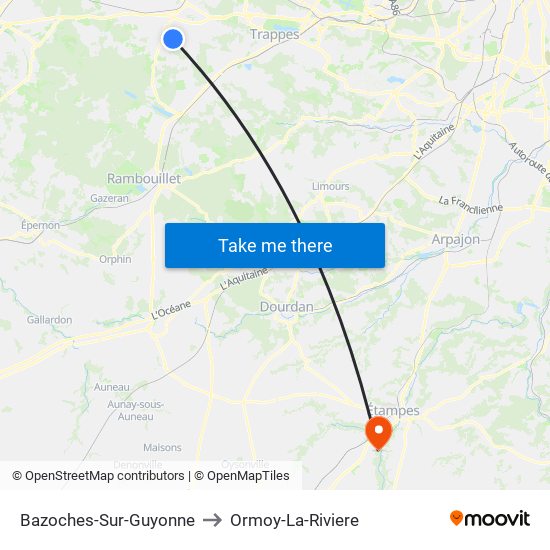 Bazoches-Sur-Guyonne to Ormoy-La-Riviere map