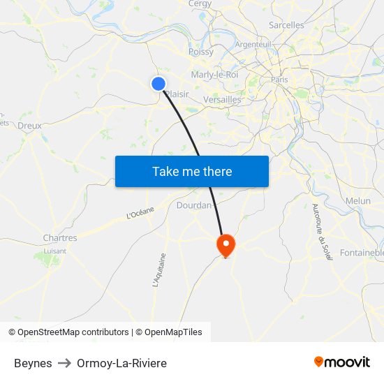 Beynes to Ormoy-La-Riviere map