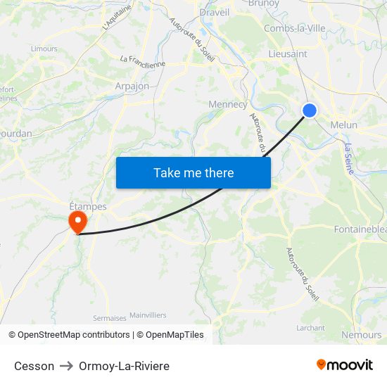 Cesson to Ormoy-La-Riviere map