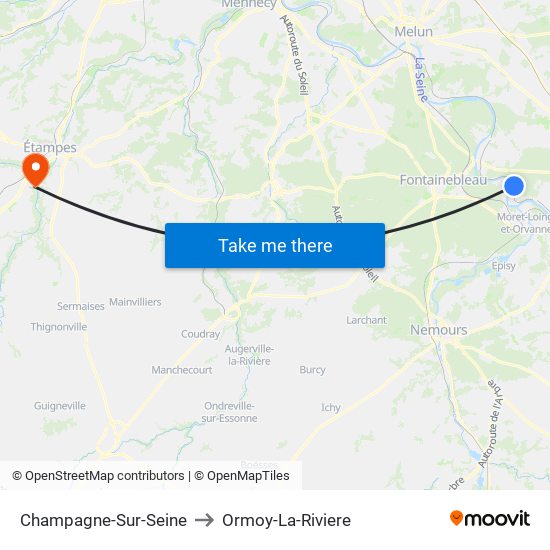 Champagne-Sur-Seine to Ormoy-La-Riviere map