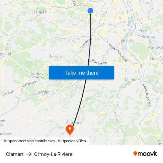 Clamart to Ormoy-La-Riviere map