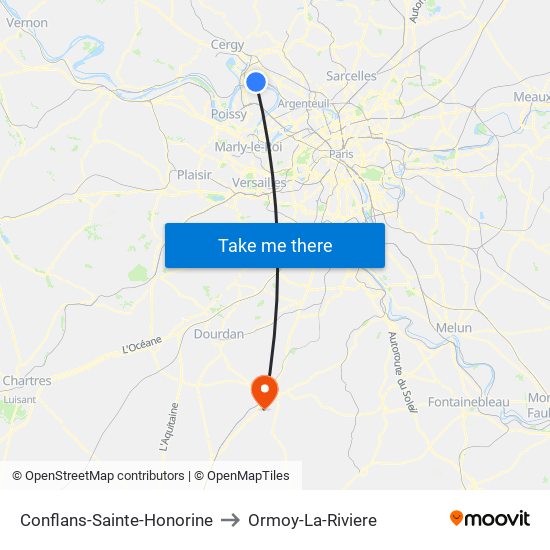 Conflans-Sainte-Honorine to Ormoy-La-Riviere map