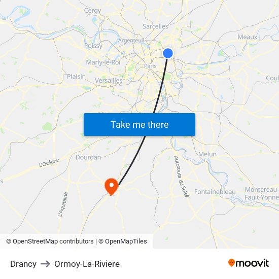Drancy to Ormoy-La-Riviere map