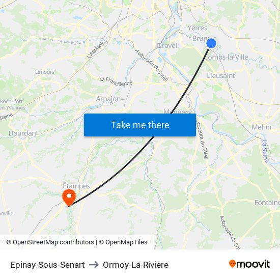 Epinay-Sous-Senart to Ormoy-La-Riviere map