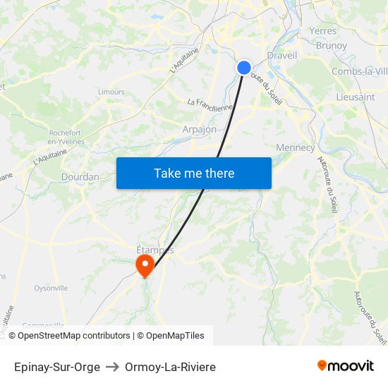 Epinay-Sur-Orge to Ormoy-La-Riviere map