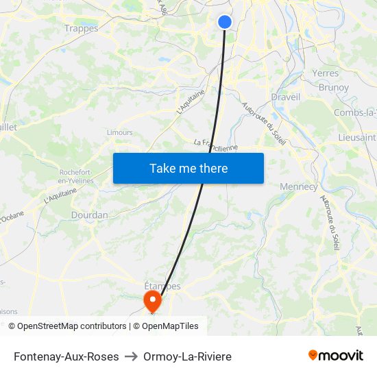 Fontenay-Aux-Roses to Ormoy-La-Riviere map