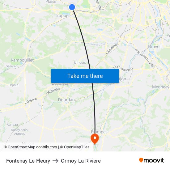 Fontenay-Le-Fleury to Ormoy-La-Riviere map