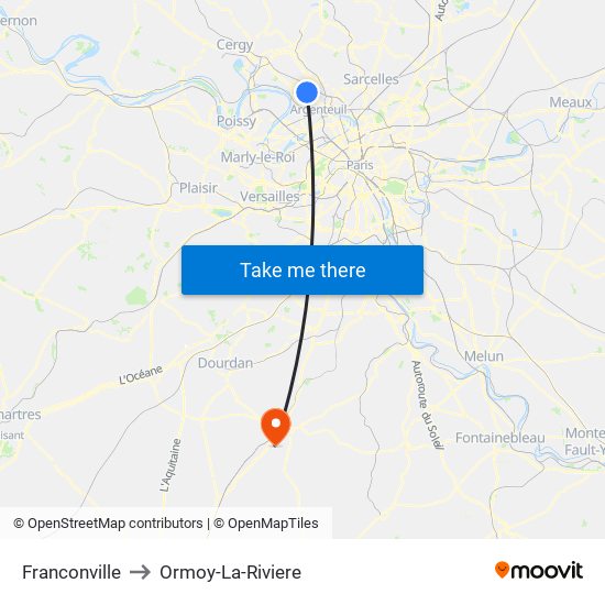 Franconville to Ormoy-La-Riviere map