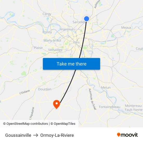 Goussainville to Ormoy-La-Riviere map